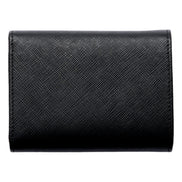 Prada Saffiano Leather Black Hibiscus Multicolor Trifold Coin Zipper Card Snap Wallet sold at Queen Bee of Beverly Hills