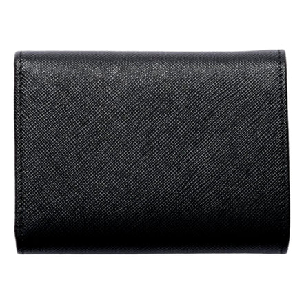 Prada Saffiano Leather Black Hibiscus Multicolor Trifold Coin Zipper Card Snap Wallet sold at Queen Bee of Beverly Hills