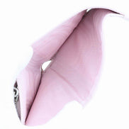 Prada Saffiano Light Pink Leather Wallet Coin Zipper Trifold Triangle Logo sold at Queen Bee of Beverly Hills