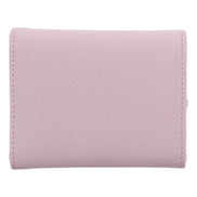 Prada Saffiano Light Pink Leather Wallet Coin Zipper Trifold Triangle Logo sold at Queen Bee of Beverly Hills