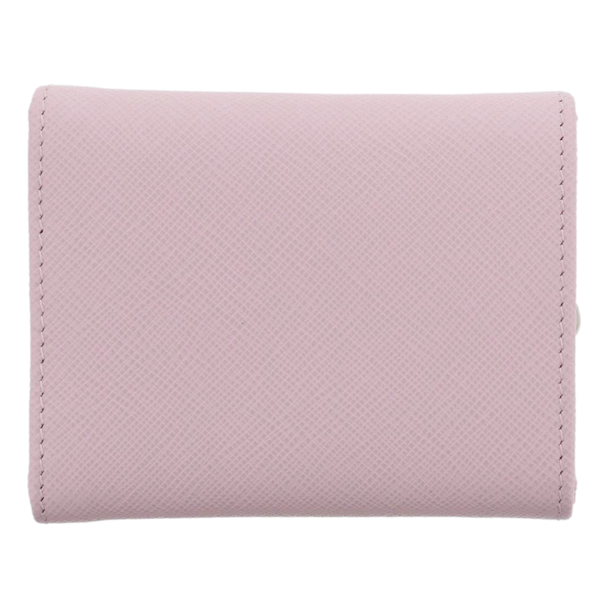 Prada Saffiano Light Pink Leather Wallet Coin Zipper Trifold Triangle Logo sold at Queen Bee of Beverly Hills
