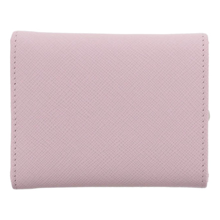 Prada Saffiano Light Pink Leather Wallet Coin Zipper Trifold Triangle Logo sold at Queen Bee of Beverly Hills