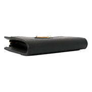 Prada Saffiano Nero Black Triangle Logo Zipper Card Holder Wallet sold at Queen Bee of Beverly Hills