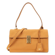 Prada Soft Sound Medium Amber Orange Soft Grain Leather Shoulder Bag available at Queen Bee of Beverly Hills