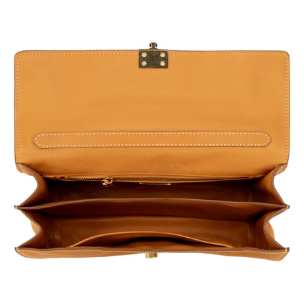 Prada Soft Sound Medium Amber Orange Soft Grain Leather Shoulder Bag available at Queen Bee of Beverly Hills