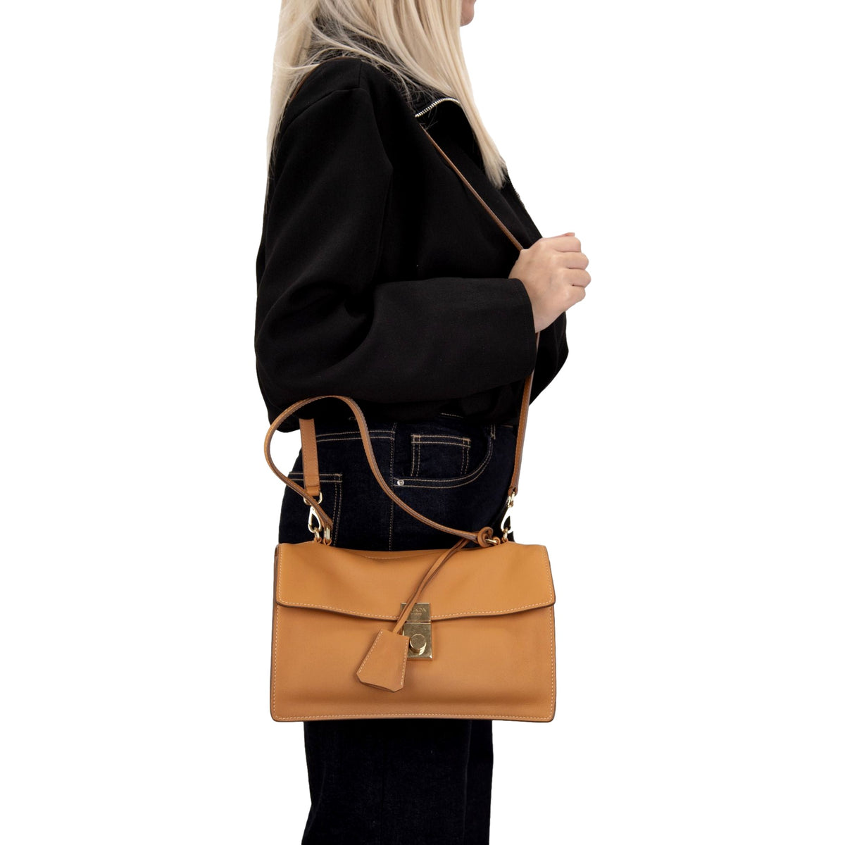 Prada Soft Sound Medium Amber Orange Soft Grain Leather Shoulder Bag available at Queen Bee of Beverly Hills