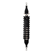 Prada Black Leather Interwoven Shoulder Strap with Triangle Logo - available at Queen Bee of Beverly Hills.