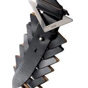 Prada Black Leather Interwoven Shoulder Strap with Triangle Logo - available at Queen Bee of Beverly Hills.