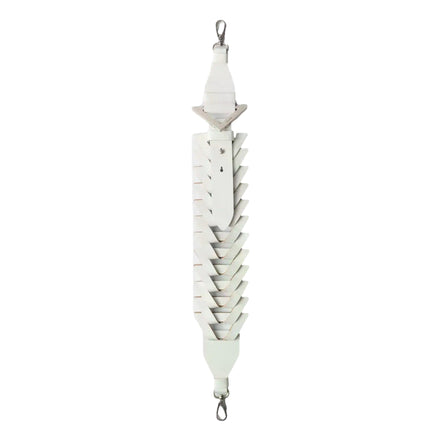 Prada White Leather Interwoven Shoulder Strap with Triangle Logo - available at Queen Bee of Beverly Hills. 