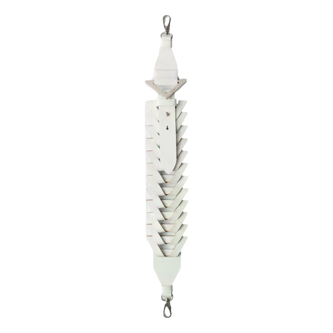 Prada White Leather Interwoven Shoulder Strap with Triangle Logo - available at Queen Bee of Beverly Hills. 