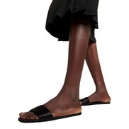 Prada Black Silk Satin Slides with Matching Travel Case Holder