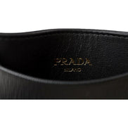 Prada Vitello Move Black Gold Leather Small Card Holder Case Wallet