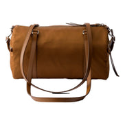 Prada Small Re-Nylon and Saffiano Leather Duffel Bag Brown - available at Queen Bee of Beverly Hills. 