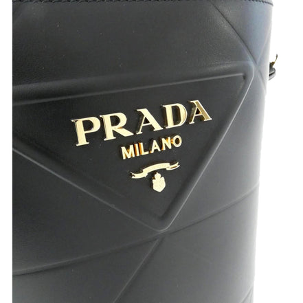 Prada Soft Calf Leather Bucket Crossbody Handbag Nero Black available at Queen Bee of Beverly Hills