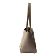 Prada Soft Grain Leather Argilla Grey Small Shopping Shoulder Tote available at Queen Bee of Beverly Hills