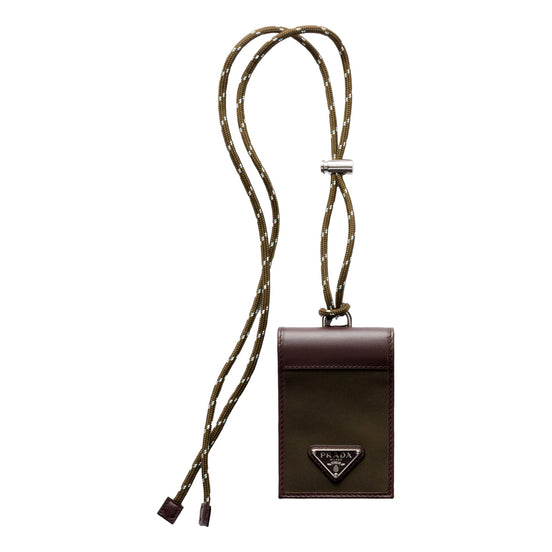 Prada Speedrock Re-Nylon Leather Card Holder with Strap - available at Queen Bee of Beverly Hills. 