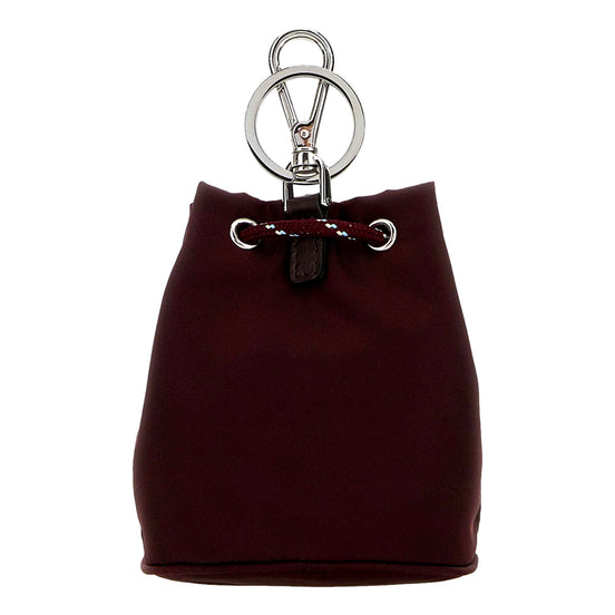 Prada Speedrock Burgundy Re-Nylon Drawstring Pouch Bag Charm - available at Queen Bee of Beverly Hills. 