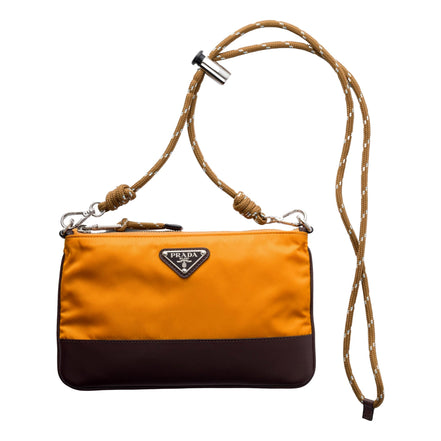 Prada Speedrock Re-Nylon Ambra Orange Nylon Leather Smartphone Holder Pouch Bag sold at Queen Bee of Beverly Hills