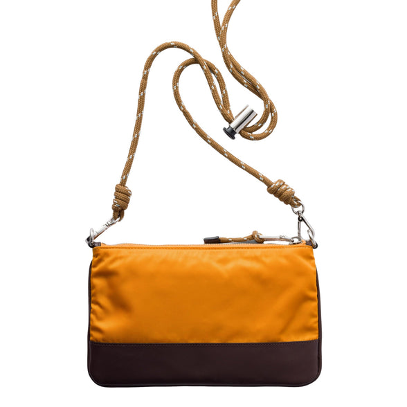 Prada Speedrock Re-Nylon Ambra Orange Nylon Leather Smartphone Holder Pouch Bag sold at Queen Bee of Beverly Hills