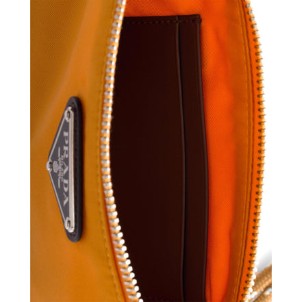 Prada Speedrock Re-Nylon Ambra Orange Nylon Leather Smartphone Holder Pouch Bag sold at Queen Bee of Beverly Hills