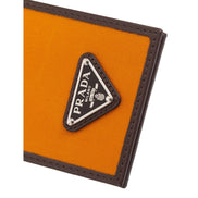 Prada Speedrock Orange Re-Nylon Leather Card Holder with Strap - available at Queen Bee of Beverly Hills. 