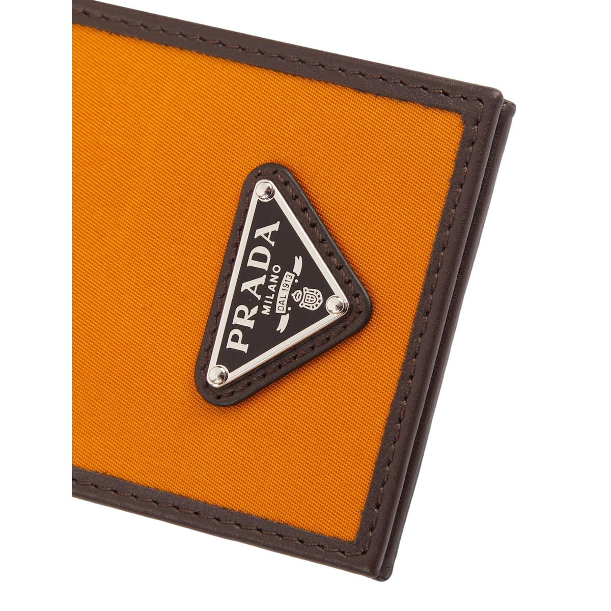 Prada Speedrock Orange Re-Nylon Leather Card Holder with Strap - available at Queen Bee of Beverly Hills. 