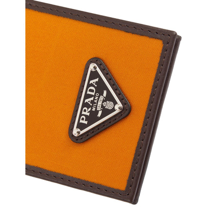 Prada Speedrock Orange Re-Nylon Leather Card Holder with Strap - available at Queen Bee of Beverly Hills. 