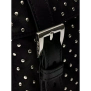 Prada Black Studded Re-Nylon Shoulder Bag with Silver Studs - available at Queen Bee of Beverly Hills. 