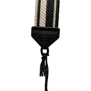 Prada Black and Talc White Woven Embroidered Logo Sunglasses Strap - available at Queen Bee of Beverly Hills. 