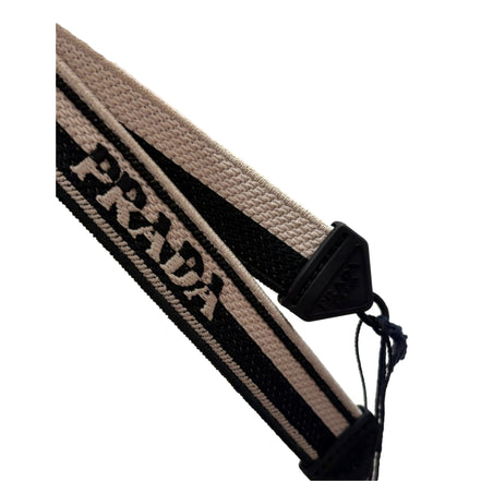 Prada Black and Talc White Woven Embroidered Logo Sunglasses Strap - available at Queen Bee of Beverly Hills. 
