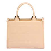 Prada Symbole Soft Calfskin Leather Sabbia Sand Triangle Quilted Mini Tote Bag available at Queen Bee of Beverly Hills
