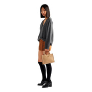 Prada Symbole Soft Calfskin Leather Sabbia Sand Triangle Quilted Mini Tote Bag available at Queen Bee of Beverly Hills