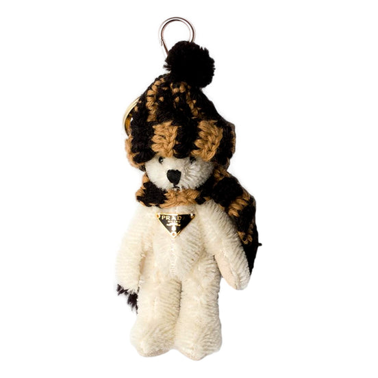 Prada Teddy Bear Cotton Mohair Bag Charm with Knit Hat - available at Queen Bee of Beverly Hills. 