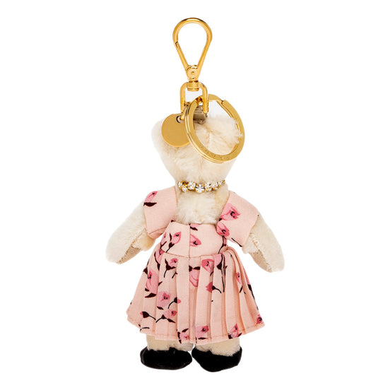Prada Teddy Bear Crystal Cotton Mohair Bag Charm Keychain Pink Floral - available at Queen Bee of Beverly Hills. 