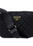 Prada Tessuto Black Quilted Nylon Triangle Logo Camera Crossbody Bag available at Queen Bee of Beverly Hills