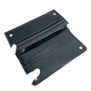 Prada Tessuto Nero Black Continental Flap Black Wallet Silver Triangle Logo available at Queen Bee of Beverly Hills