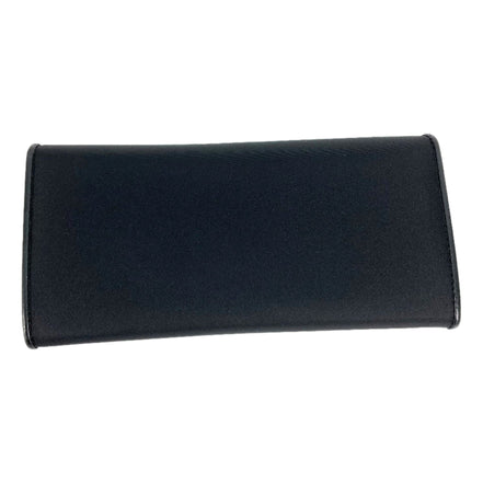 Prada Tessuto Nero Black Continental Flap Black Wallet Silver Triangle Logo available at Queen Bee of Beverly Hills