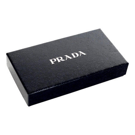 Prada Tessuto Nylon Nero Black Zip Around Wallet Silver Triangle Logo available at Queen Bee of Beverly Hills