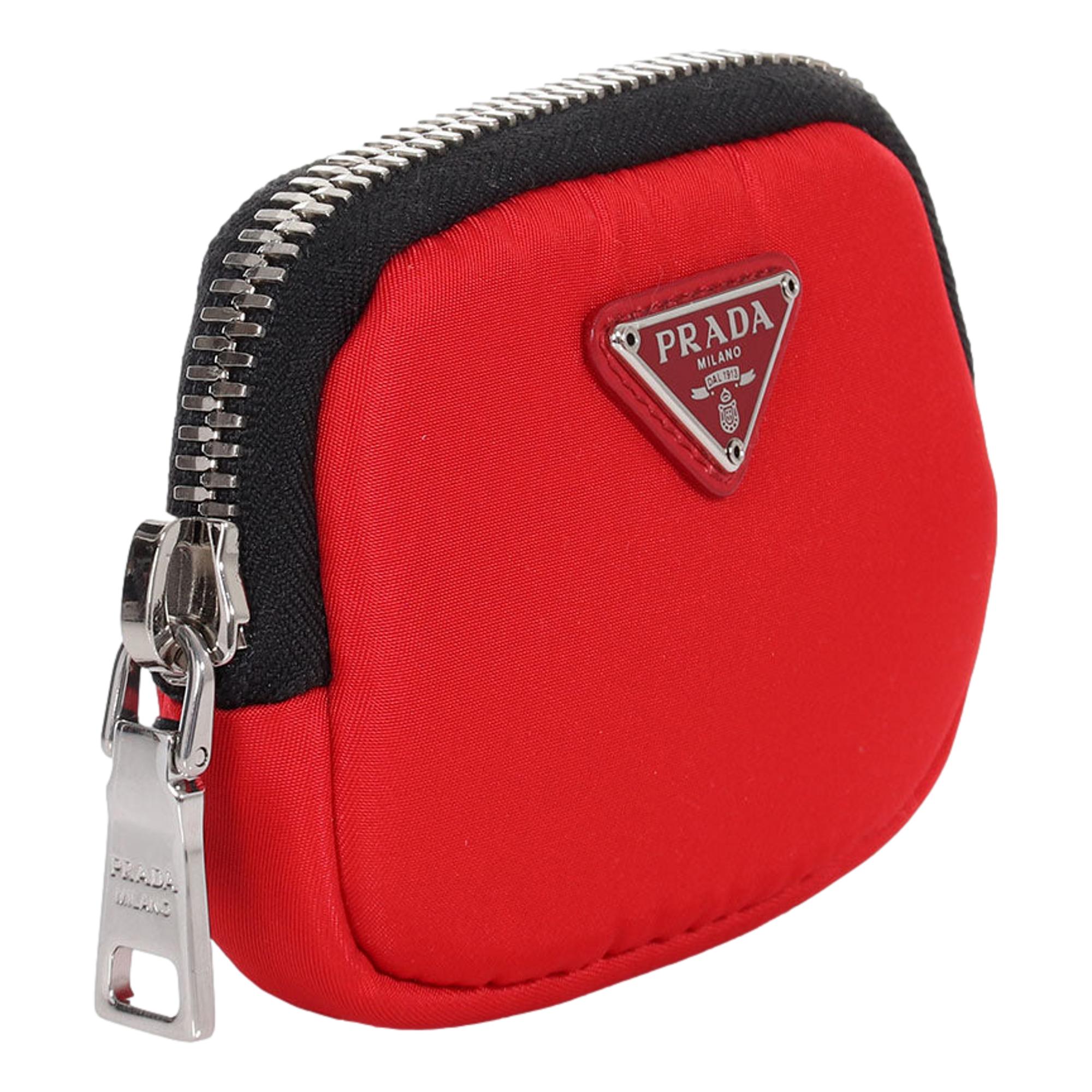 Prada Tessuto Red Nylon Cargo Mini Pouch on Lanyard Neck Bag available at Queen Bee of Beverly Hills