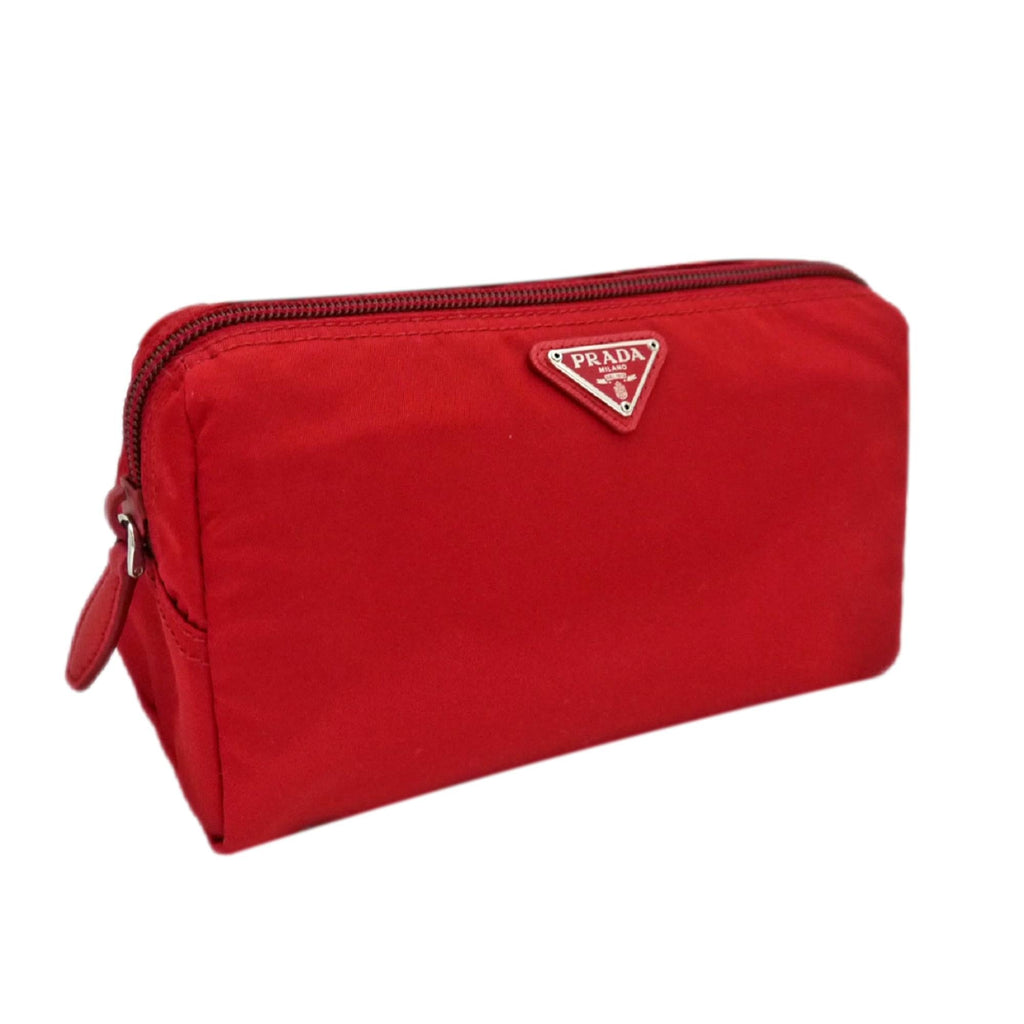 Prada Tessuto Rosso Red Nylon Large Costmetic Case Clutch Bag – Queen Bee  of Beverly Hills