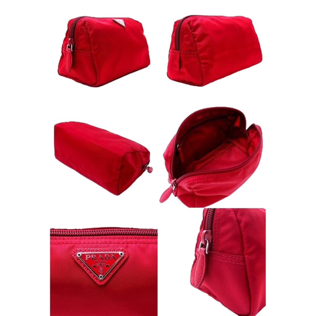 Prada Tessuto Rosso Red Nylon Large Costmetic Case Clutch Bag – Queen Bee  of Beverly Hills