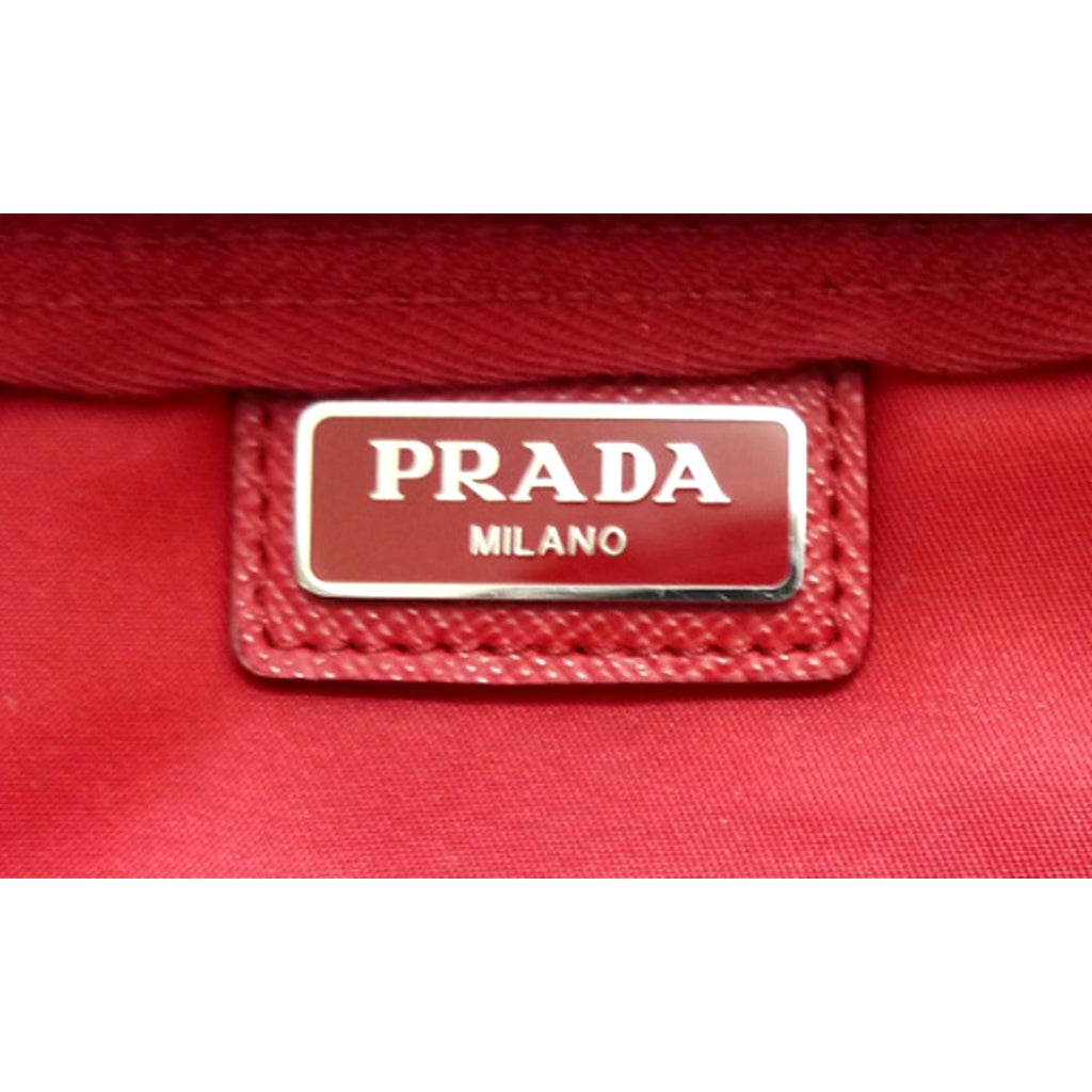 Prada Tessuto Rosso Red Nylon Large Costmetic Case Clutch Bag at_Queen_Bee_of_Beverly_Hills