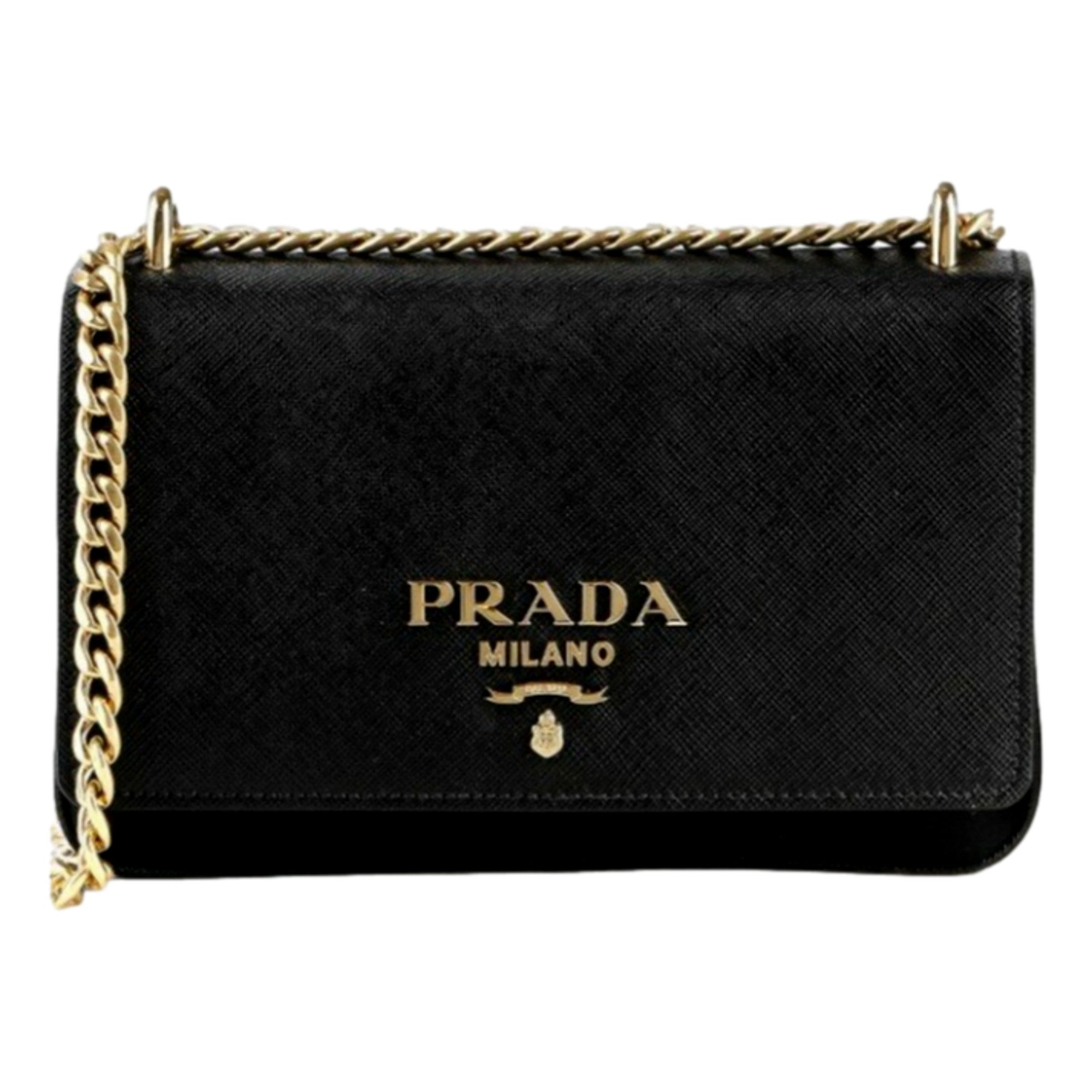 Prada Tessuto and Saffiano Leather Black Crossbody Bag sold at Queen Bee of Beverly Hills