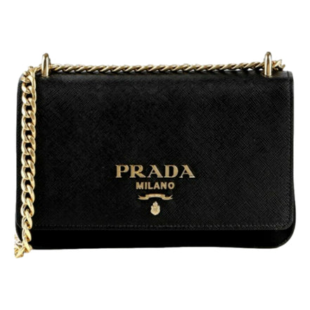 Prada Tessuto and Saffiano Leather Black Crossbody Bag sold at Queen Bee of Beverly Hills