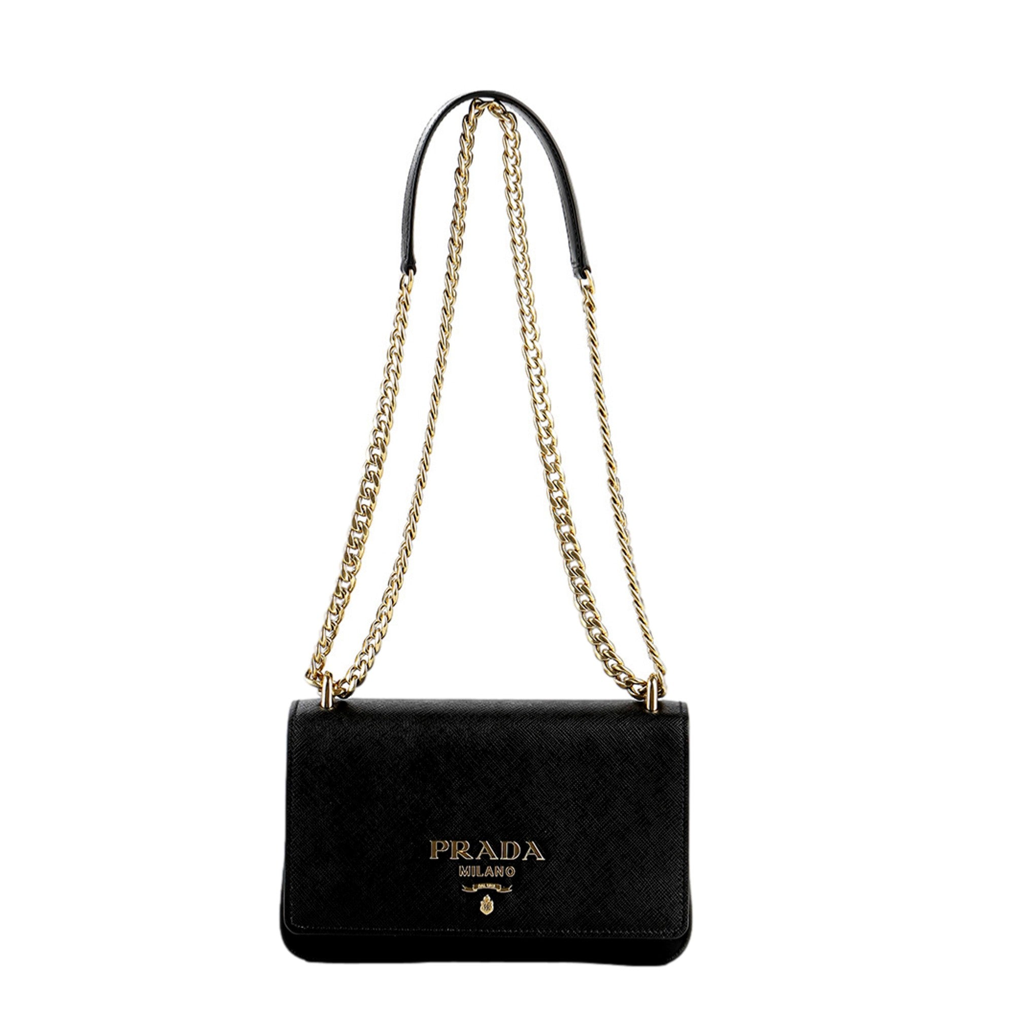 Prada Tessuto and Saffiano Leather Black Crossbody Bag sold at Queen Bee of Beverly Hills