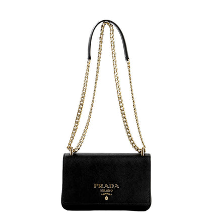 Prada Tessuto and Saffiano Leather Black Crossbody Bag sold at Queen Bee of Beverly Hills