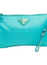 Prada Tessuto Turquoise Nylon Cosmetic Case Wristlet Clutch Bag available at Queen Bee of Beverly Hills