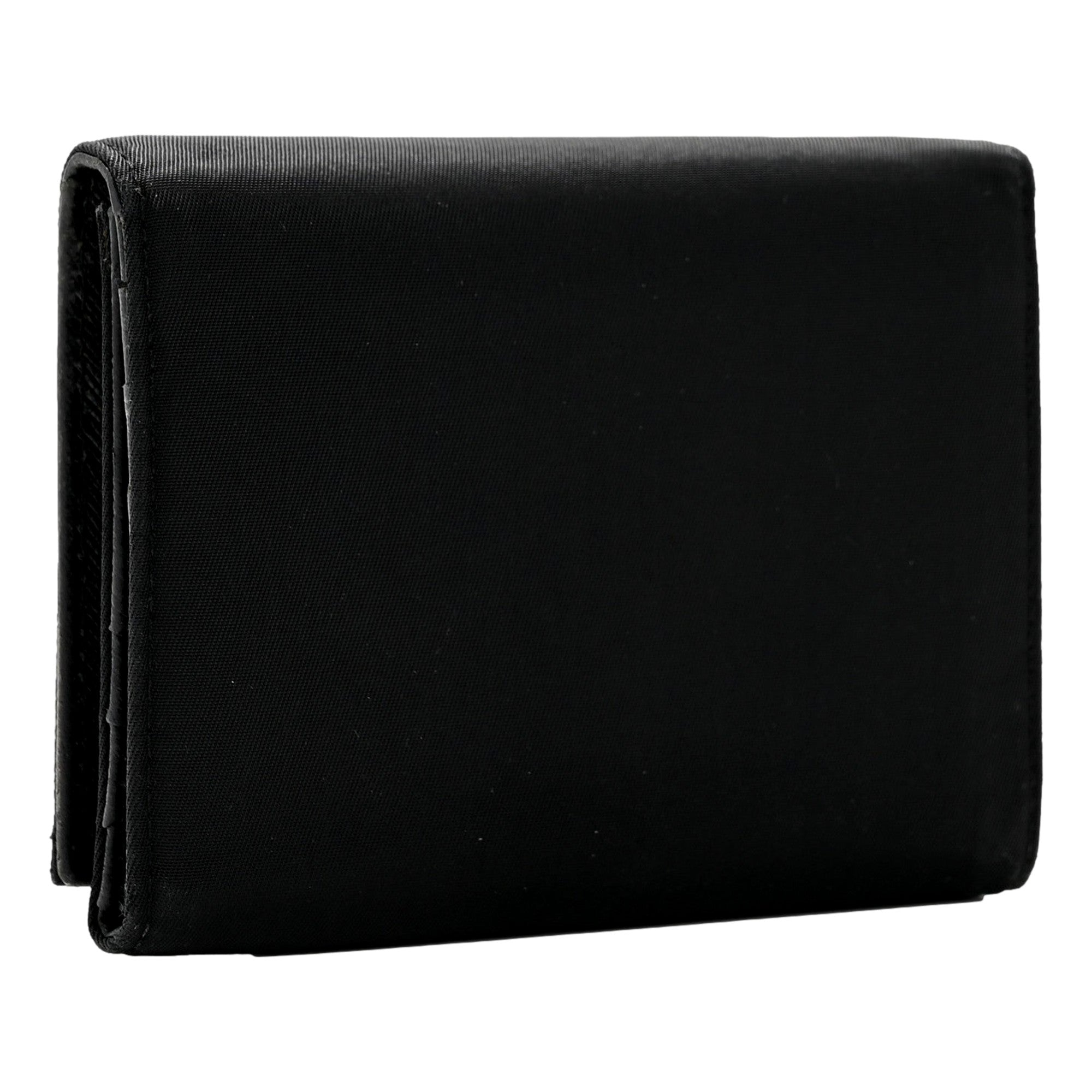 Prada Tessuto Nylon Tri-Fold Compact Wallet Black