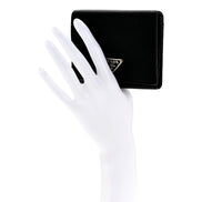 Prada Tessuto Nylon Tri-Fold Compact Wallet Black