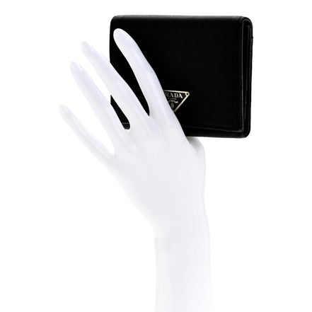 Prada Tessuto Nylon Tri-Fold Compact Wallet Black